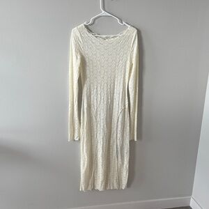 Tularosa Ivory Textured Long Sleeve Dress